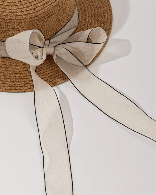 Bride Straw Hat with Pearl Letters
