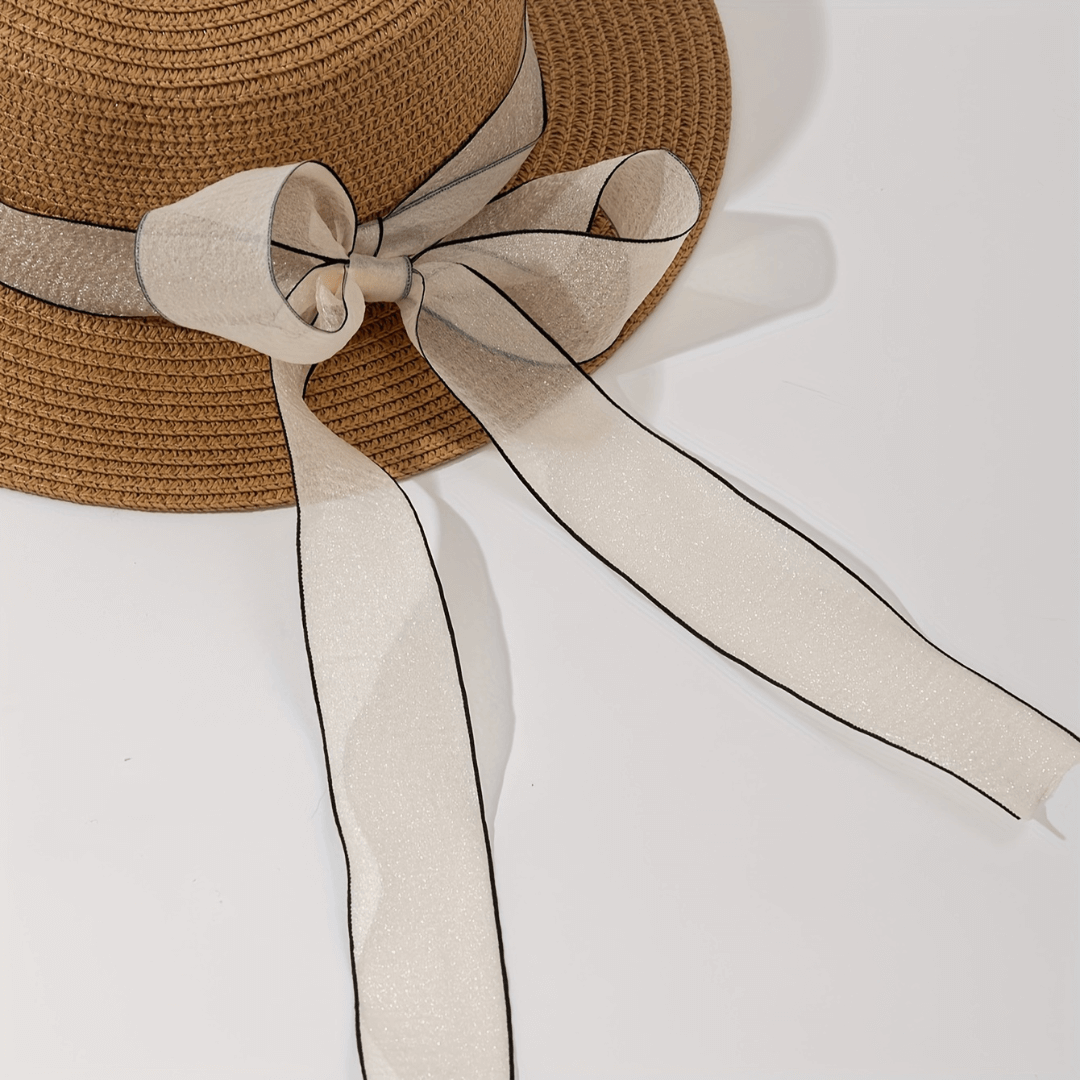 Bride Straw Hat with Pearl Letters